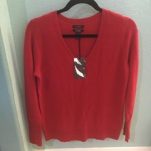 Halogen S Cashmere V-neck Sweater Red NWT #107